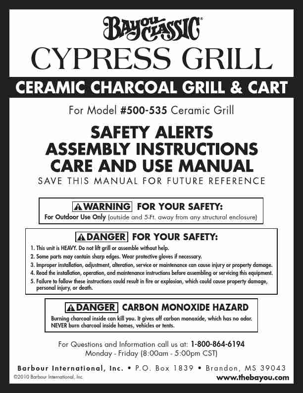 Bayou Classic Charcoal Grill 500-535-page_pdf